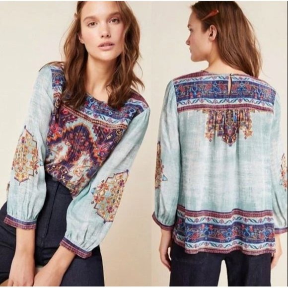 Anthropologie Vineet Bahl Prudence Blouse Boho Bohemian Chic XS $98 - Picture 1 of 14